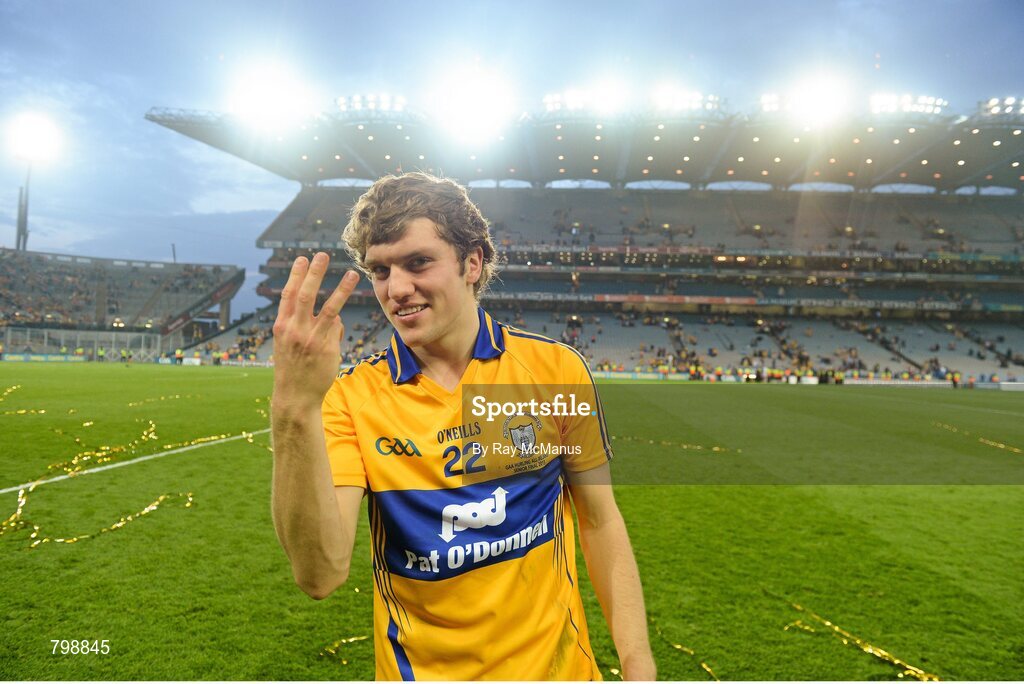 28 September 2013; Clare's Shane O'Donnell, who scored three goals in the first half, celebrates after the game. GAA Hurling All-Ireland Senior Championship Final Replay, Cork v Clare, Croke Park, Dublin. Picture credit: Ray McManus / SPORTSFILE