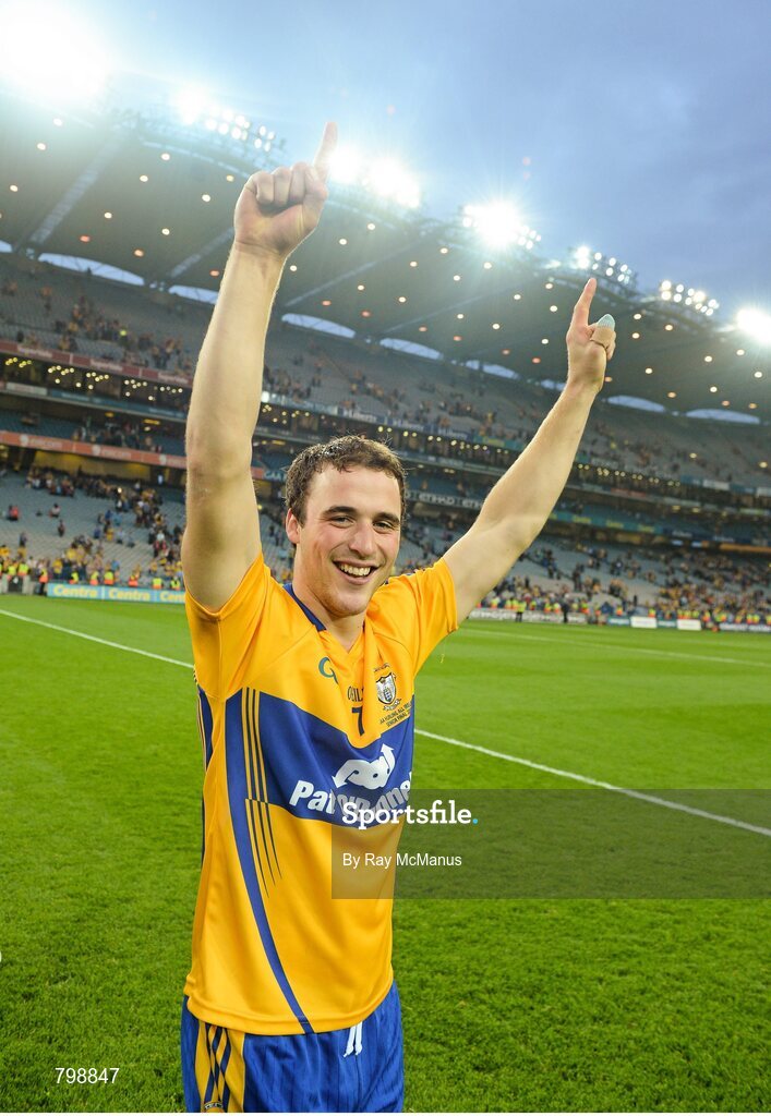28 September 2013; Patrick O'Connor, Clare, celebrates after the game. GAA Hurling All-Ireland Senior Championship Final Replay, Cork v Clare, Croke Park, Dublin. Picture credit: Ray McManus / SPORTSFILE