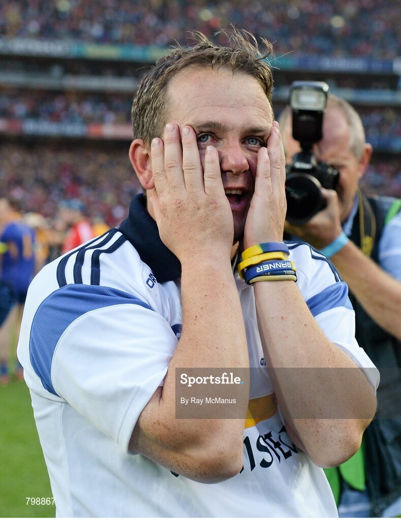 28 September 2013; Clare manager Davy Fitzgerald celebrates after the game. GAA Hurling All-Ireland Senior Championship Final Replay, Cork v Clare, Croke Park, Dublin. Picture credit: Ray McManus / SPORTSFILE