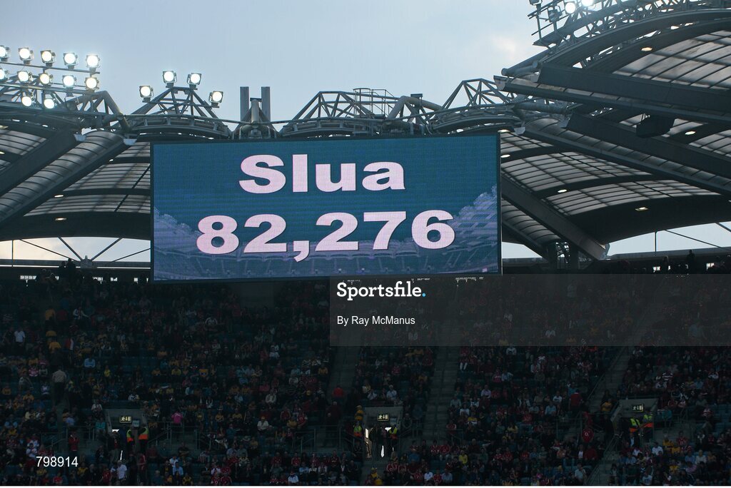 28 September 2013; The big screen shows the official attendance number. GAA Hurling All-Ireland Senior Championship Final Replay, Cork v Clare, Croke Park, Dublin. Picture credit: Ray McManus / SPORTSFILE