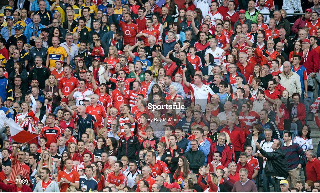 28 September 2013; Cork supporters during the game. GAA Hurling All-Ireland Senior Championship Final Replay, Cork v Clare, Croke Park, Dublin. Picture credit: Ray McManus / SPORTSFILE