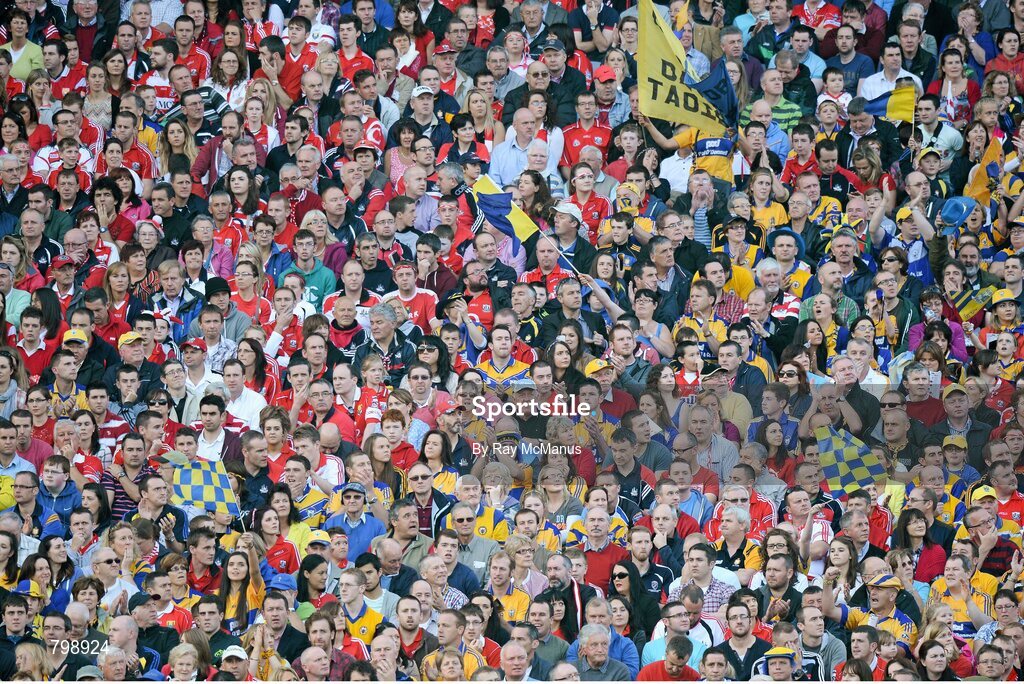 28 September 2013; Cork and Clare supporters watch the game. GAA Hurling All-Ireland Senior Championship Final Replay, Cork v Clare, Croke Park, Dublin. Picture credit: Ray McManus / SPORTSFILE
