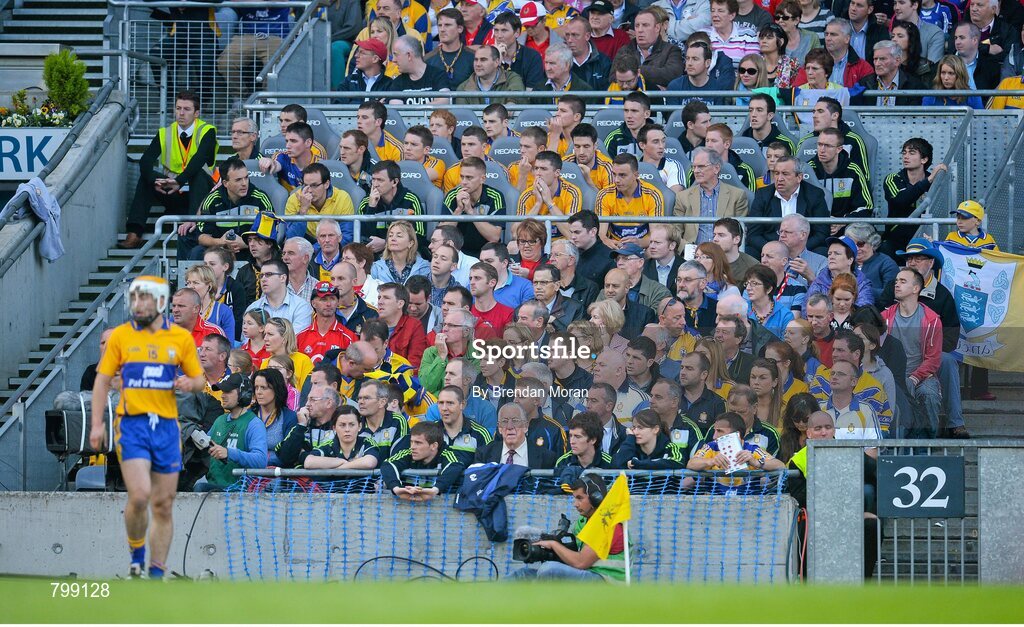 28 September 2013; Clare substitutes look on during the game. GAA Hurling All-Ireland Senior Championship Final Replay, Cork v Clare, Croke Park, Dublin. Picture credit: Brendan Moran / SPORTSFILE