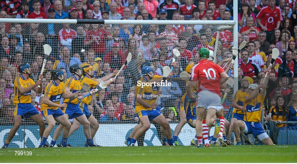 28 September 2013; The sliotar hits the back of the Clare net for Cork's first goal scored by goalkeeper Anthony Nash. GAA Hurling All-Ireland Senior Championship Final Replay, Cork v Clare, Croke Park, Dublin. Picture credit: Brendan Moran / SPORTSFILE