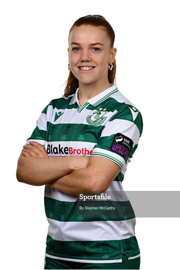 15 February 2025; Fiona Owens during a Shamrock Rovers squad portraits session at Tallaght Stadium in Dublin. Photo by Stephen McCarthy/Sportsfile