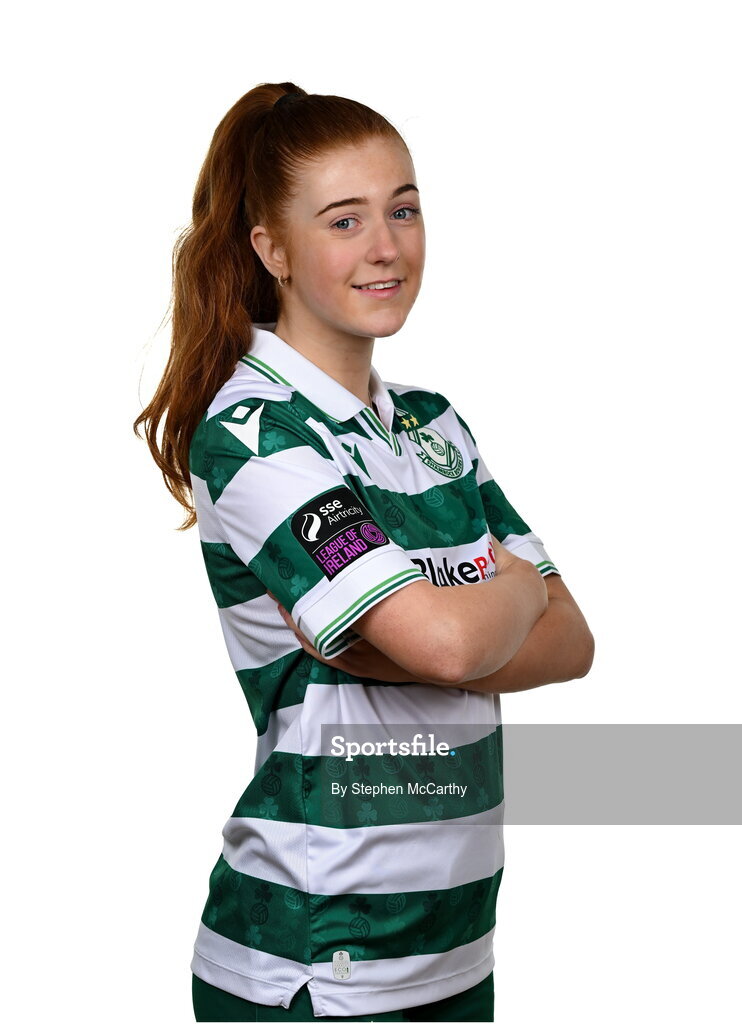 15 February 2025; Katie O'Reilly during a Shamrock Rovers squad portraits session at Tallaght Stadium in Dublin. Photo by Stephen McCarthy/Sportsfile
