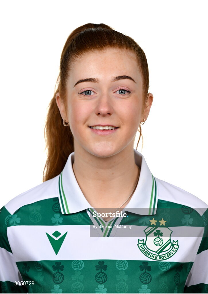 15 February 2025; Katie O'Reilly during a Shamrock Rovers squad portraits session at Tallaght Stadium in Dublin. Photo by Stephen McCarthy/Sportsfile
