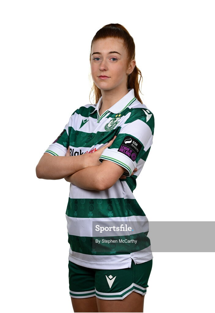 15 February 2025; Katie O'Reilly during a Shamrock Rovers squad portraits session at Tallaght Stadium in Dublin. Photo by Stephen McCarthy/Sportsfile