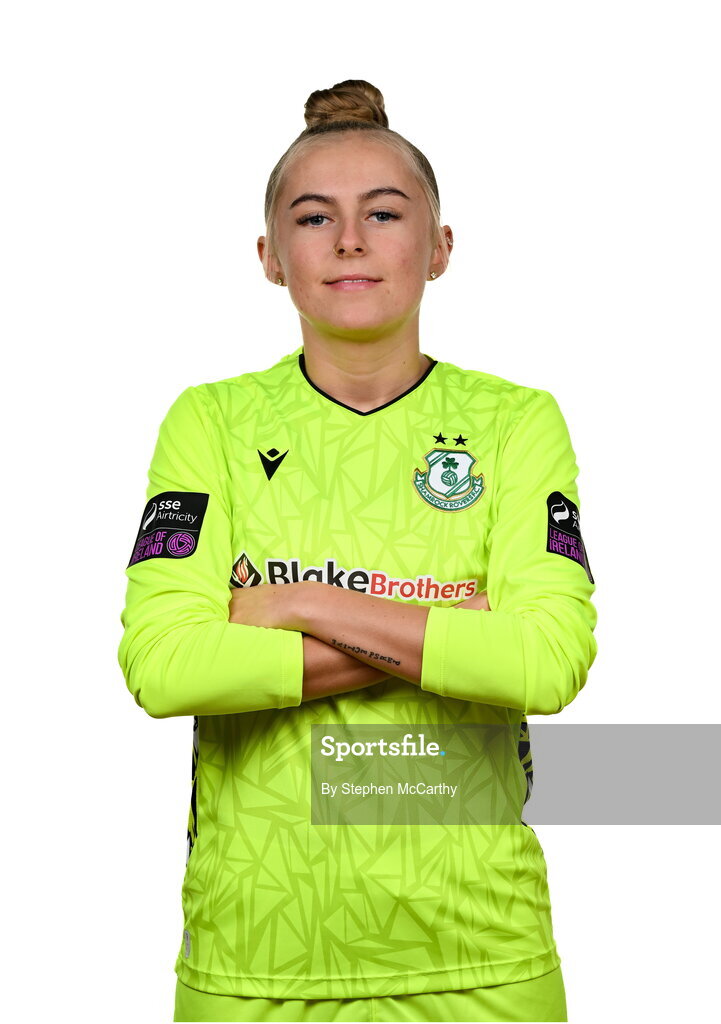 15 February 2025; Goalkeeper Summer Lawless during a Shamrock Rovers squad portraits session at Tallaght Stadium in Dublin. Photo by Stephen McCarthy/Sportsfile
