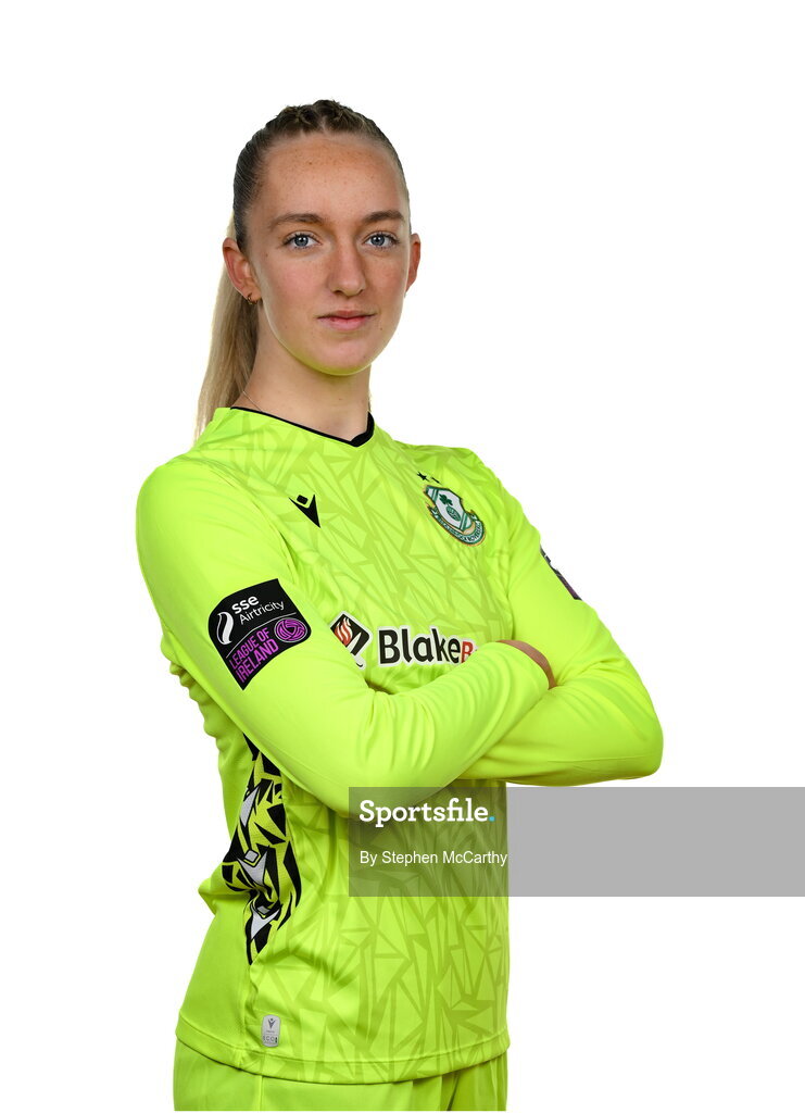 15 February 2025; Goalkeeper Katie Keane during a Shamrock Rovers squad portraits session at Tallaght Stadium in Dublin. Photo by Stephen McCarthy/Sportsfile
