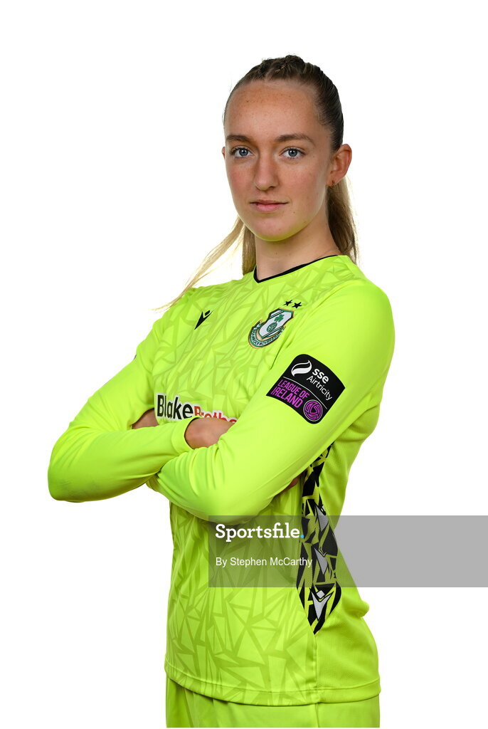 15 February 2025; Goalkeeper Katie Keane during a Shamrock Rovers squad portraits session at Tallaght Stadium in Dublin. Photo by Stephen McCarthy/Sportsfile