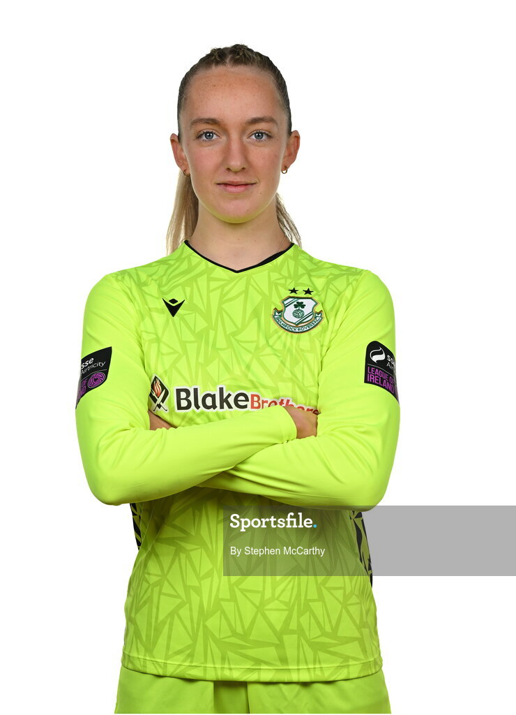 15 February 2025; Goalkeeper Katie Keane during a Shamrock Rovers squad portraits session at Tallaght Stadium in Dublin. Photo by Stephen McCarthy/Sportsfile