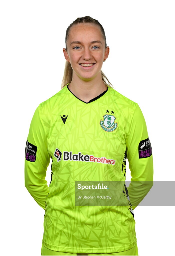 15 February 2025; Goalkeeper Katie Keane during a Shamrock Rovers squad portraits session at Tallaght Stadium in Dublin. Photo by Stephen McCarthy/Sportsfile
