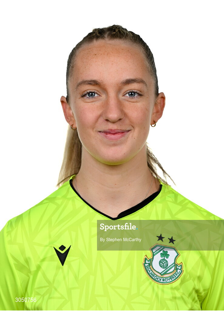 15 February 2025; Goalkeeper Katie Keane during a Shamrock Rovers squad portraits session at Tallaght Stadium in Dublin. Photo by Stephen McCarthy/Sportsfile