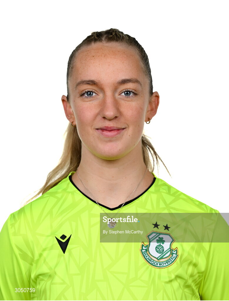 15 February 2025; Goalkeeper Katie Keane during a Shamrock Rovers squad portraits session at Tallaght Stadium in Dublin. Photo by Stephen McCarthy/Sportsfile