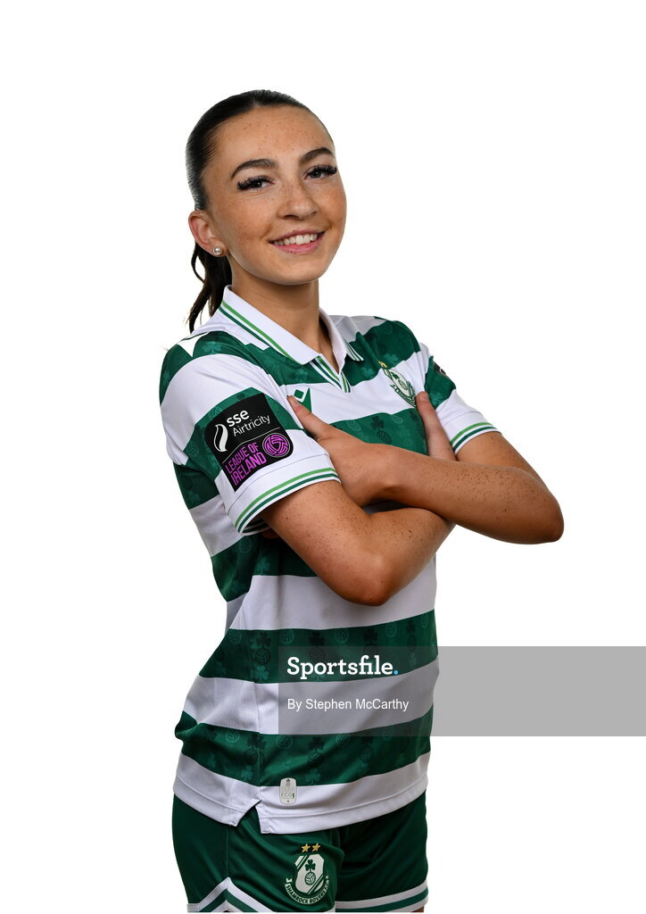 15 February 2025; Ella Kelly during a Shamrock Rovers squad portraits session at Tallaght Stadium in Dublin. Photo by Stephen McCarthy/Sportsfile