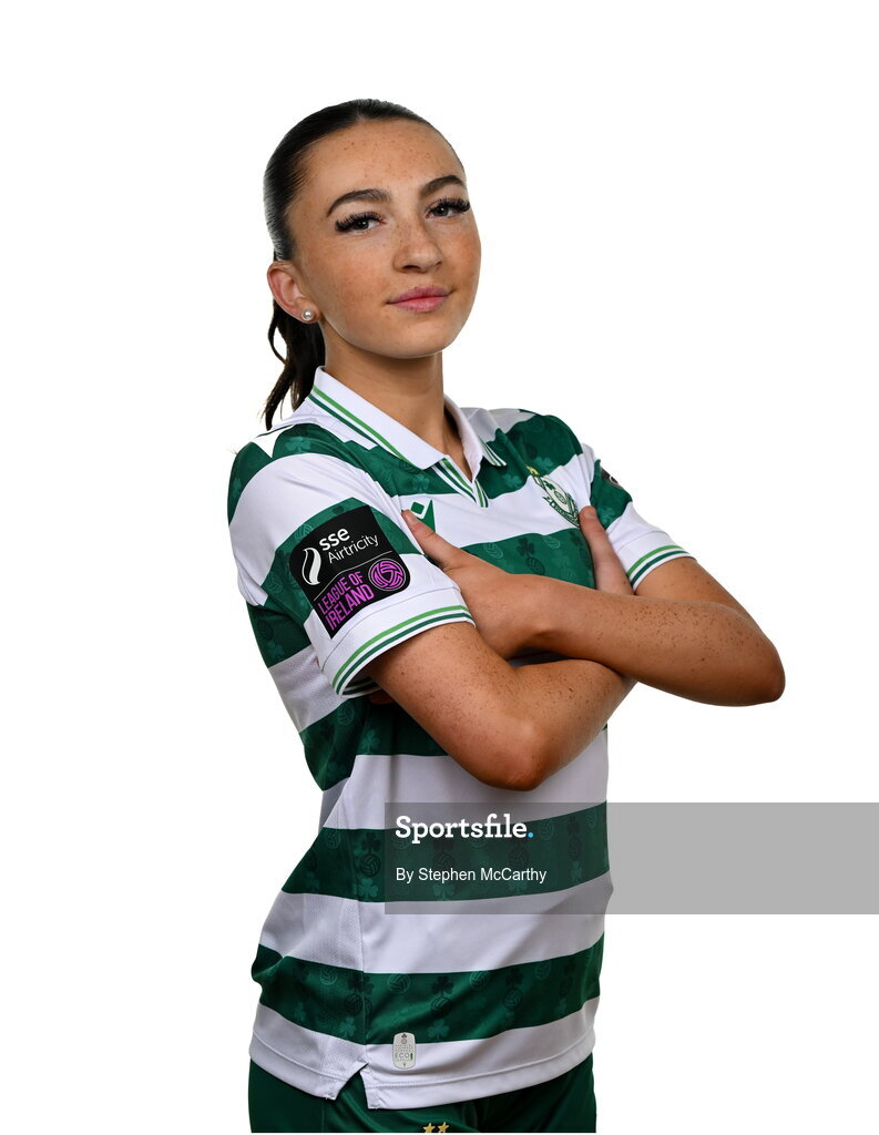 15 February 2025; Ella Kelly during a Shamrock Rovers squad portraits session at Tallaght Stadium in Dublin. Photo by Stephen McCarthy/Sportsfile