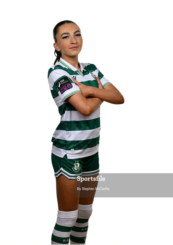 15 February 2025; Ella Kelly during a Shamrock Rovers squad portraits session at Tallaght Stadium in Dublin. Photo by Stephen McCarthy/Sportsfile