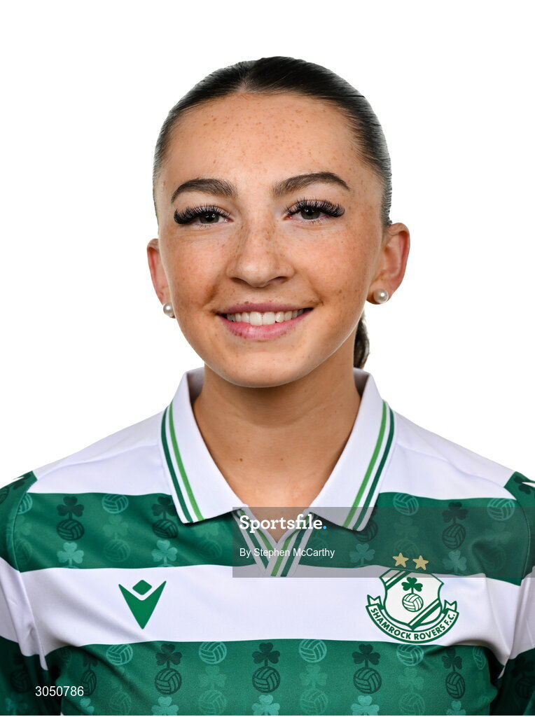 15 February 2025; Ella Kelly during a Shamrock Rovers squad portraits session at Tallaght Stadium in Dublin. Photo by Stephen McCarthy/Sportsfile