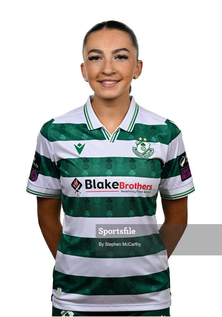 15 February 2025; Ella Kelly during a Shamrock Rovers squad portraits session at Tallaght Stadium in Dublin. Photo by Stephen McCarthy/Sportsfile