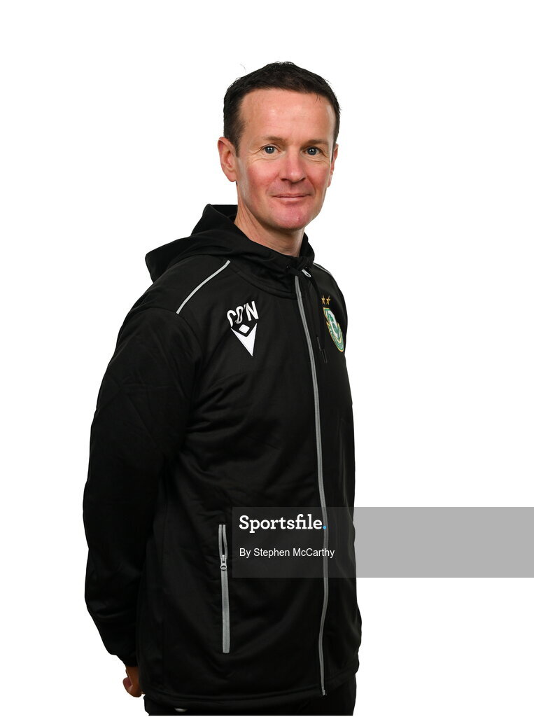 15 February 2025; Head coach Collie O'Neill during a Shamrock Rovers squad portraits session at Tallaght Stadium in Dublin. Photo by Stephen McCarthy/Sportsfile