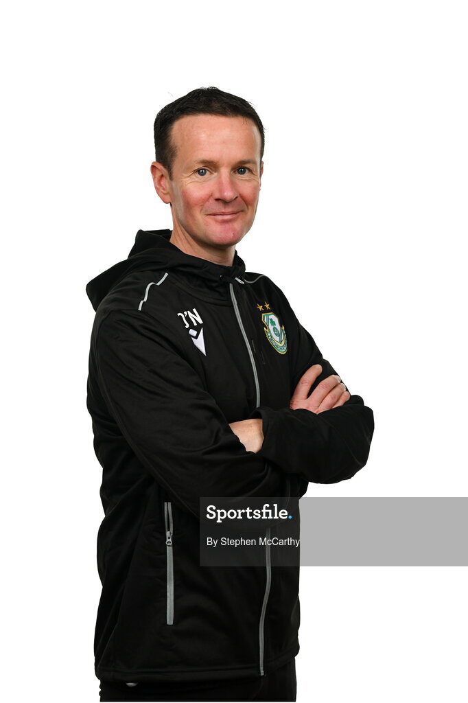 15 February 2025; Head coach Collie O'Neill during a Shamrock Rovers squad portraits session at Tallaght Stadium in Dublin. Photo by Stephen McCarthy/Sportsfile