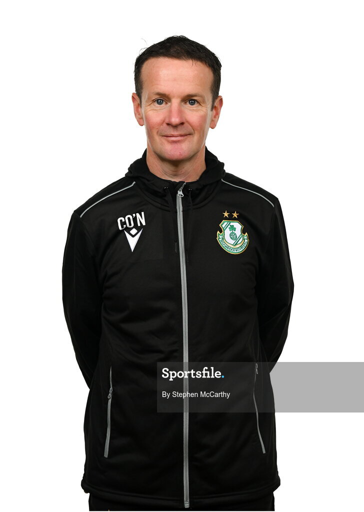 15 February 2025; Head coach Collie O'Neill during a Shamrock Rovers squad portraits session at Tallaght Stadium in Dublin. Photo by Stephen McCarthy/Sportsfile