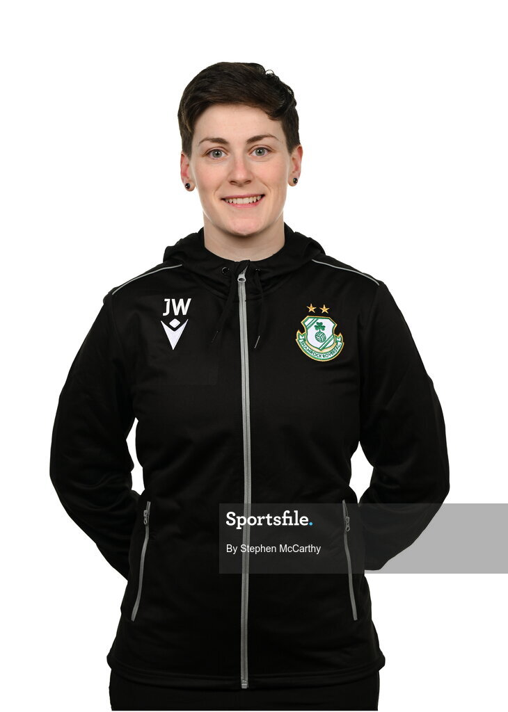 15 February 2025; Kit and equipment manager Jessica White during a Shamrock Rovers squad portraits session at Tallaght Stadium in Dublin. Photo by Stephen McCarthy/Sportsfile