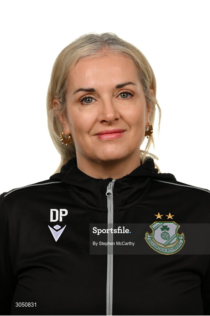 15 February 2025; Sports therapist Donna Power during a Shamrock Rovers squad portraits session at Tallaght Stadium in Dublin. Photo by Stephen McCarthy/Sportsfile