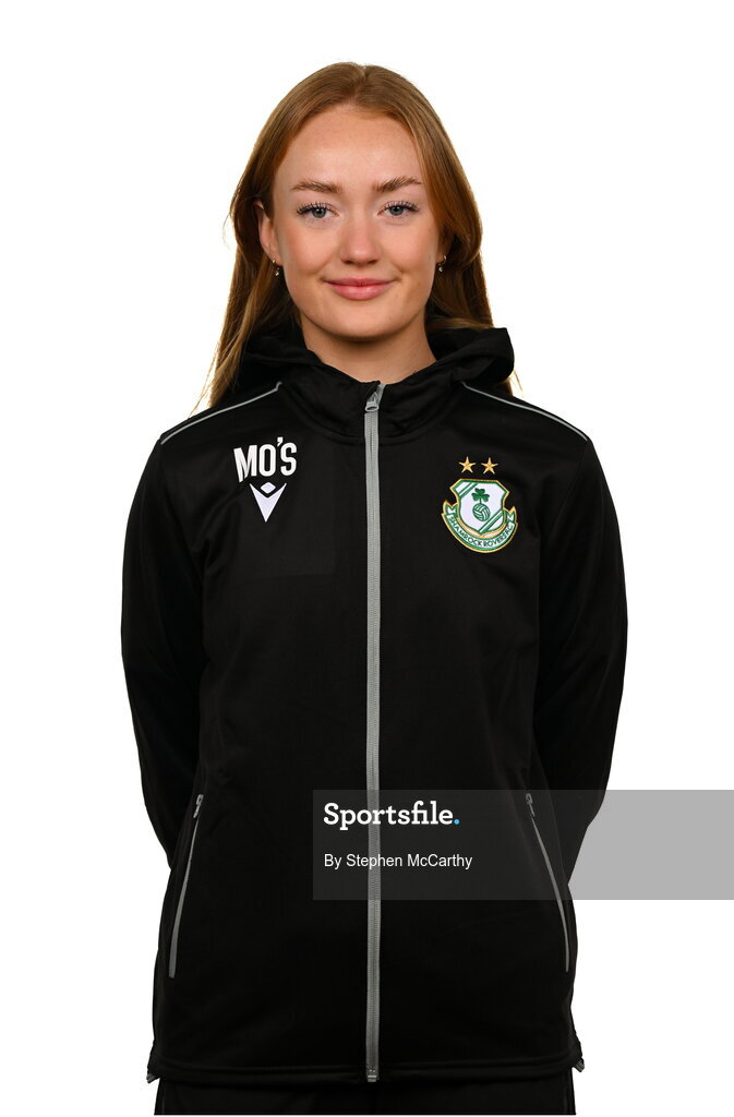 15 February 2025; Sports therapist Megan O'Shea during a Shamrock Rovers squad portraits session at Tallaght Stadium in Dublin. Photo by Stephen McCarthy/Sportsfile