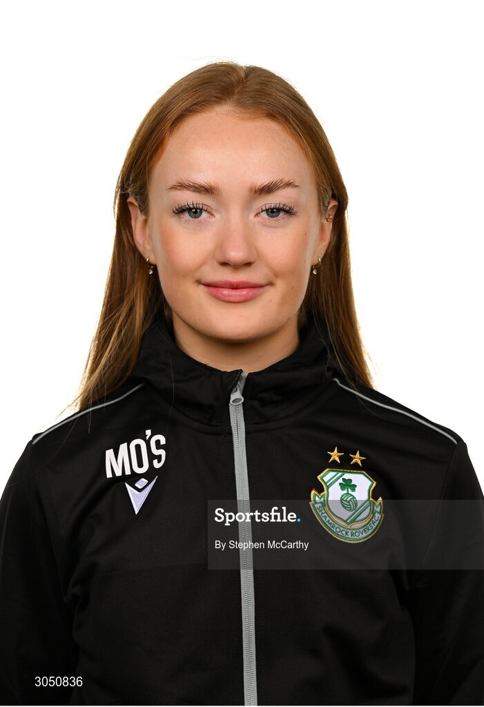 15 February 2025; Sports therapist Megan O'Shea during a Shamrock Rovers squad portraits session at Tallaght Stadium in Dublin. Photo by Stephen McCarthy/Sportsfile