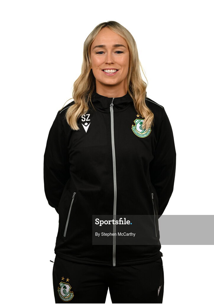 15 February 2025; Assistant head coach Stephanie Zambra during a Shamrock Rovers squad portraits session at Tallaght Stadium in Dublin. Photo by Stephen McCarthy/Sportsfile