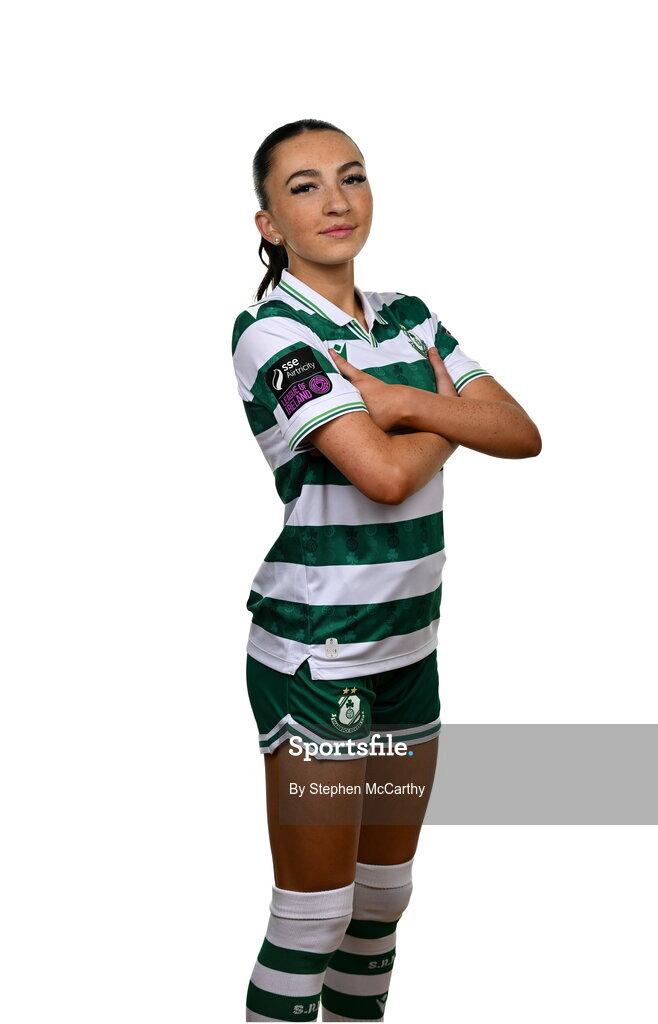 15 February 2025; Ella Kelly during a Shamrock Rovers squad portraits session at Tallaght Stadium in Dublin. Photo by Stephen McCarthy/Sportsfile