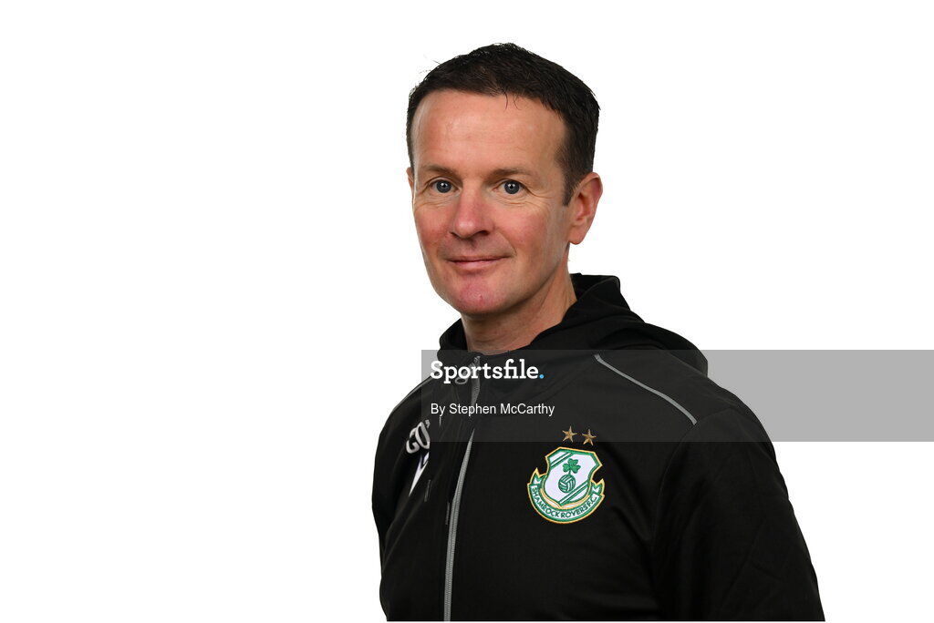 15 February 2025; Head coach Collie O'Neill during a Shamrock Rovers squad portraits session at Tallaght Stadium in Dublin. Photo by Stephen McCarthy/Sportsfile