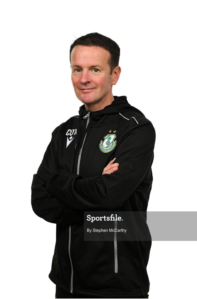 15 February 2025; Head coach Collie O'Neill during a Shamrock Rovers squad portraits session at Tallaght Stadium in Dublin. Photo by Stephen McCarthy/Sportsfile
