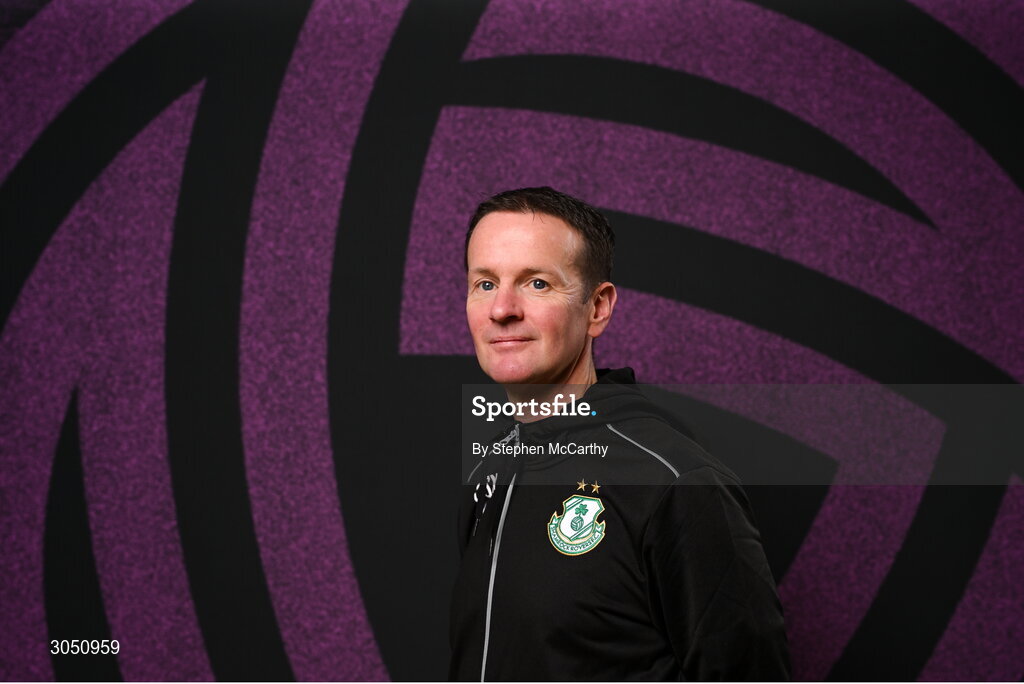 15 February 2025; Head coach Collie O'Neill during a Shamrock Rovers squad portraits session at Tallaght Stadium in Dublin. Photo by Stephen McCarthy/Sportsfile