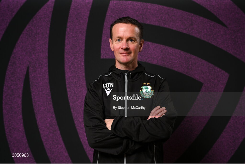 15 February 2025; Head coach Collie O'Neill during a Shamrock Rovers squad portraits session at Tallaght Stadium in Dublin. Photo by Stephen McCarthy/Sportsfile