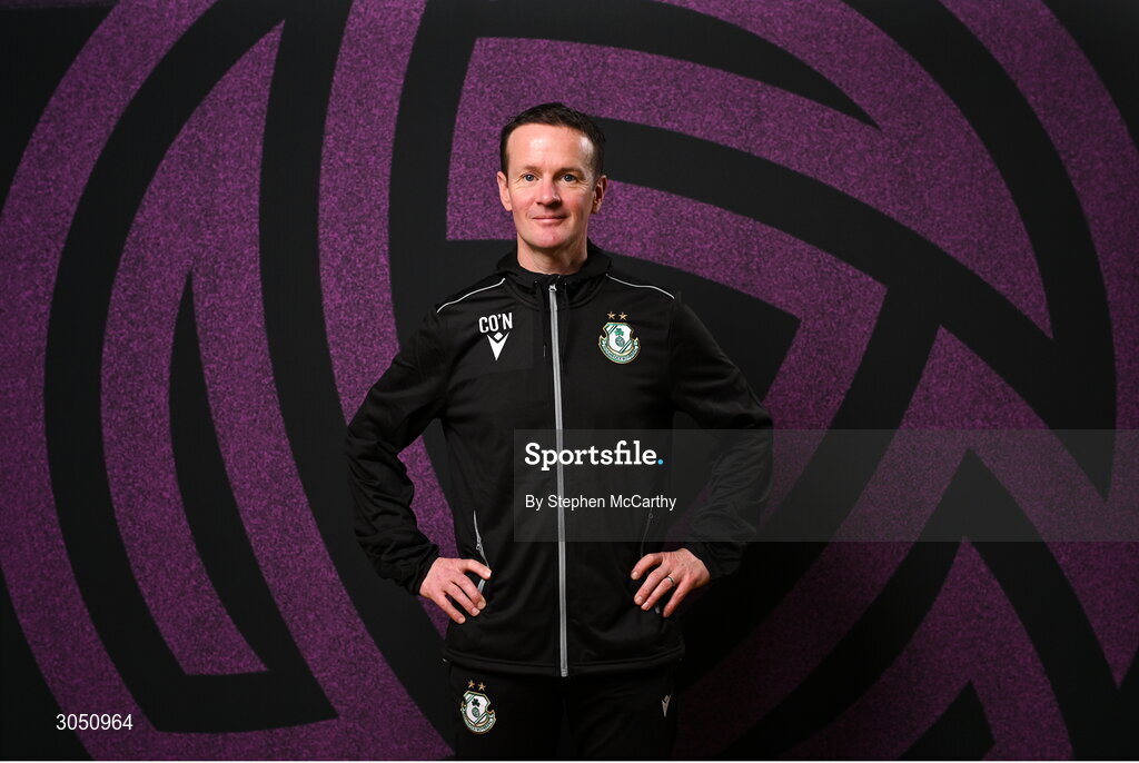 15 February 2025; Head coach Collie O'Neill during a Shamrock Rovers squad portraits session at Tallaght Stadium in Dublin. Photo by Stephen McCarthy/Sportsfile