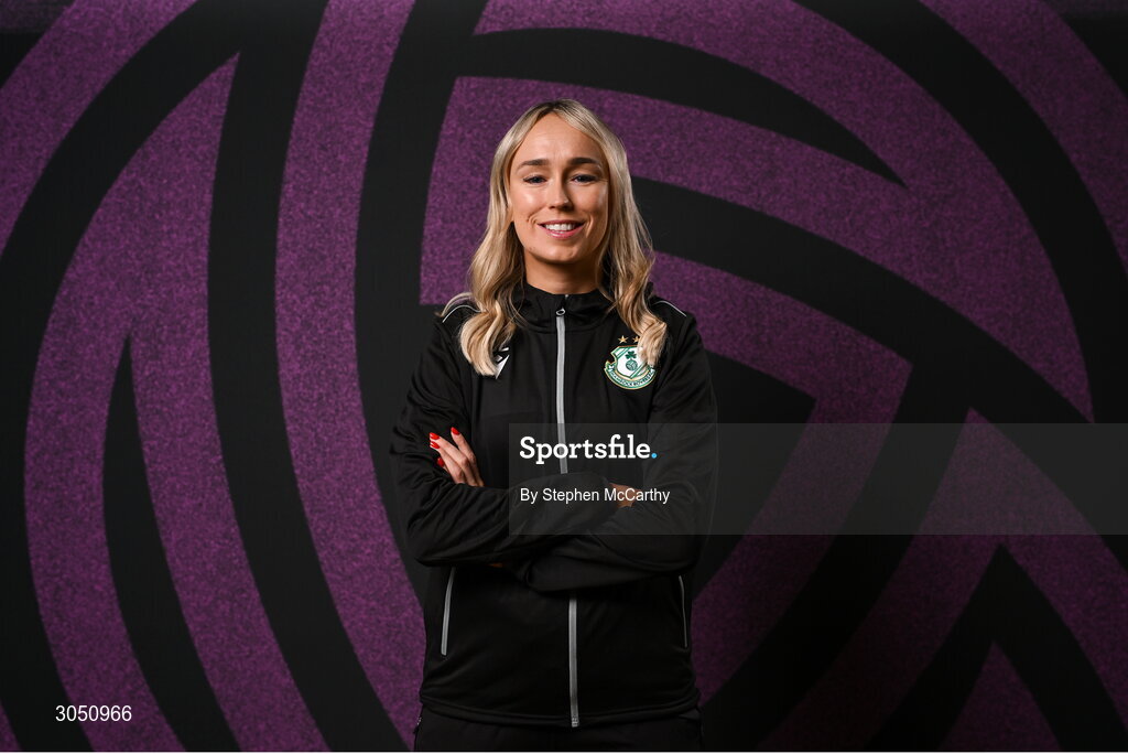 15 February 2025; Assistant head coach Stephanie Zambra during a Shamrock Rovers squad portraits session at Tallaght Stadium in Dublin. Photo by Stephen McCarthy/Sportsfile