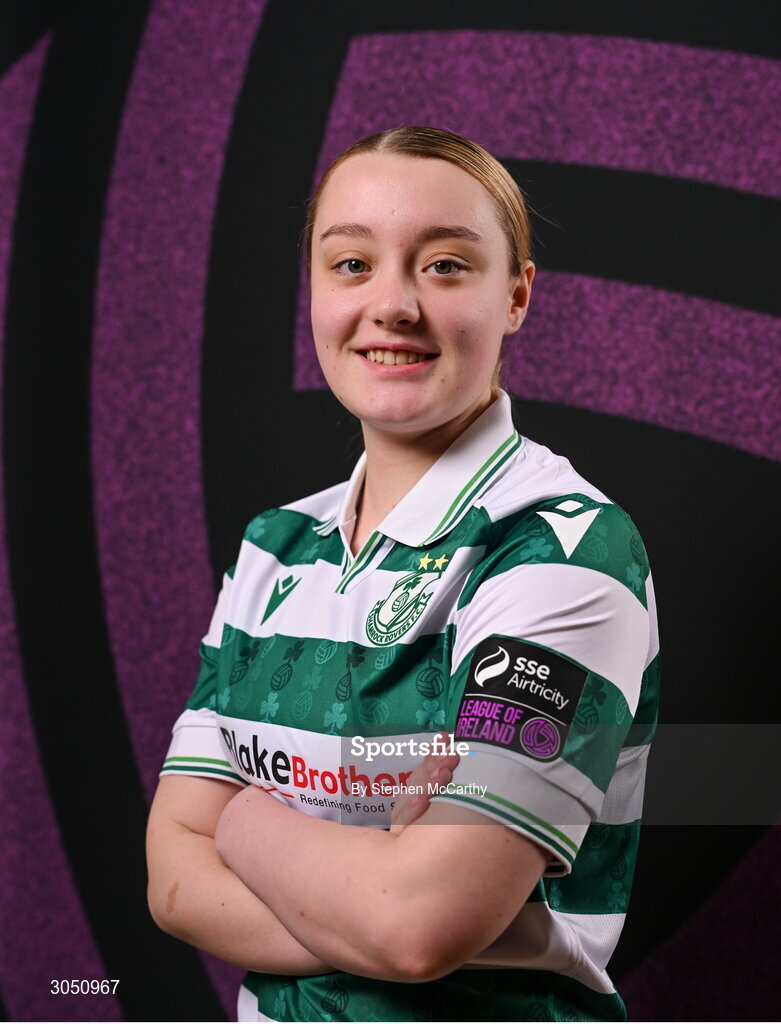 15 February 2025; Hannah Martin during a Shamrock Rovers squad portraits session at Tallaght Stadium in Dublin. Photo by Stephen McCarthy/Sportsfile