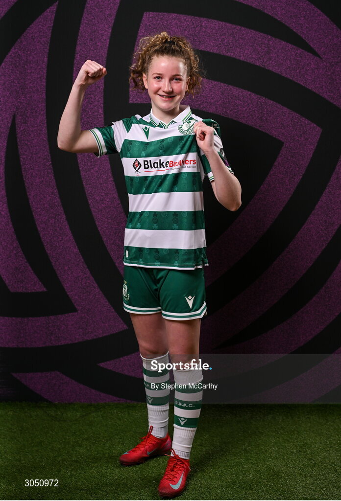 15 February 2025; Keelin Comiskey during a Shamrock Rovers squad portraits session at Tallaght Stadium in Dublin. Photo by Stephen McCarthy/Sportsfile