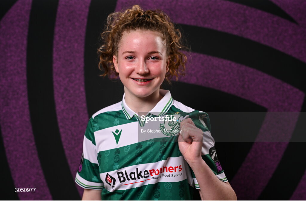 15 February 2025; Keelin Comiskey during a Shamrock Rovers squad portraits session at Tallaght Stadium in Dublin. Photo by Stephen McCarthy/Sportsfile