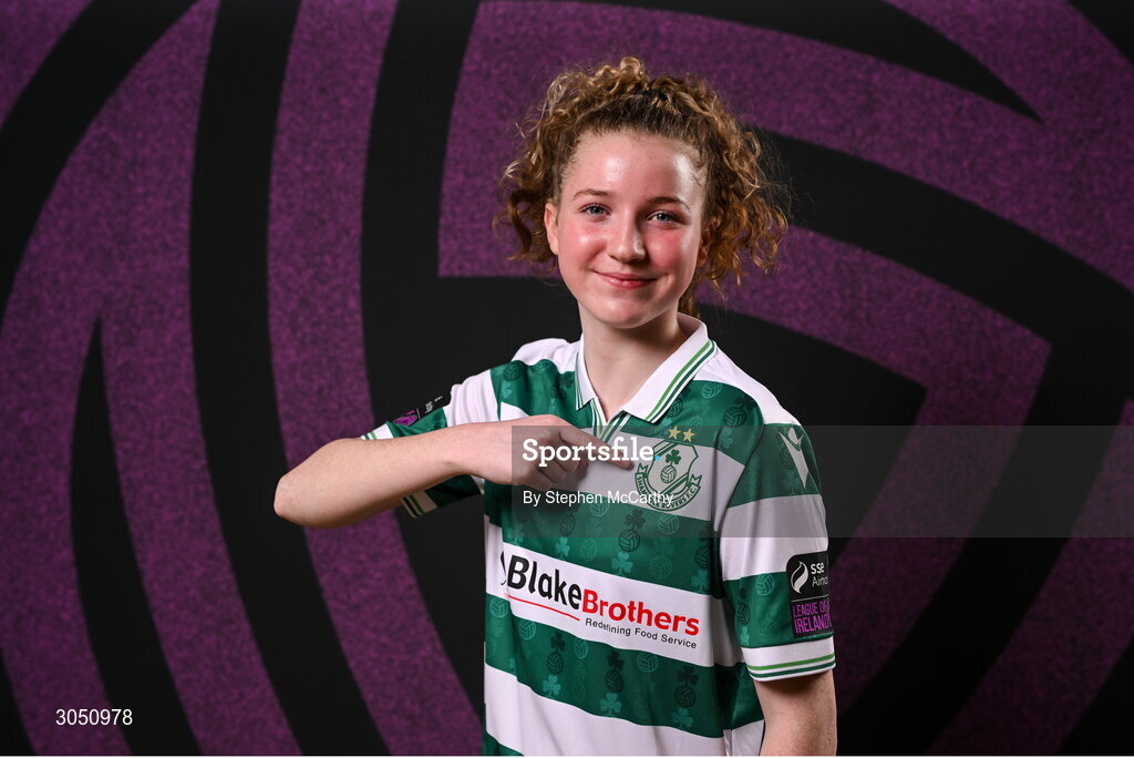 15 February 2025; Keelin Comiskey during a Shamrock Rovers squad portraits session at Tallaght Stadium in Dublin. Photo by Stephen McCarthy/Sportsfile