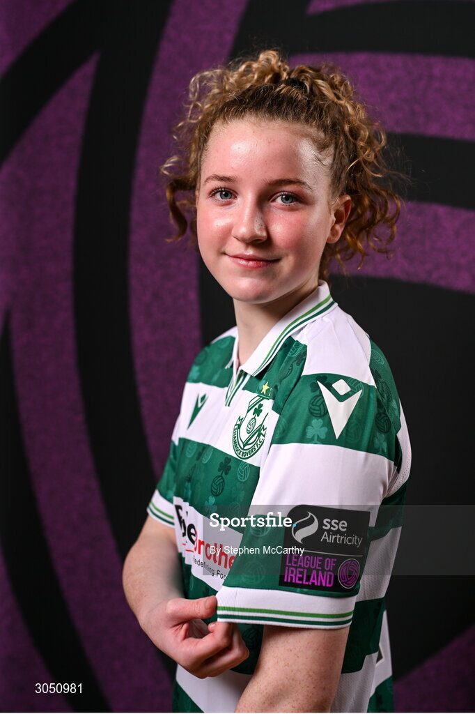 15 February 2025; Keelin Comiskey during a Shamrock Rovers squad portraits session at Tallaght Stadium in Dublin. Photo by Stephen McCarthy/Sportsfile