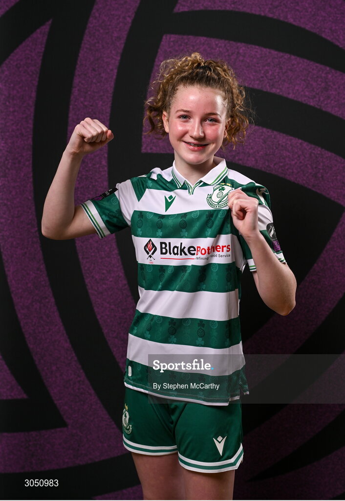 15 February 2025; Keelin Comiskey during a Shamrock Rovers squad portraits session at Tallaght Stadium in Dublin. Photo by Stephen McCarthy/Sportsfile