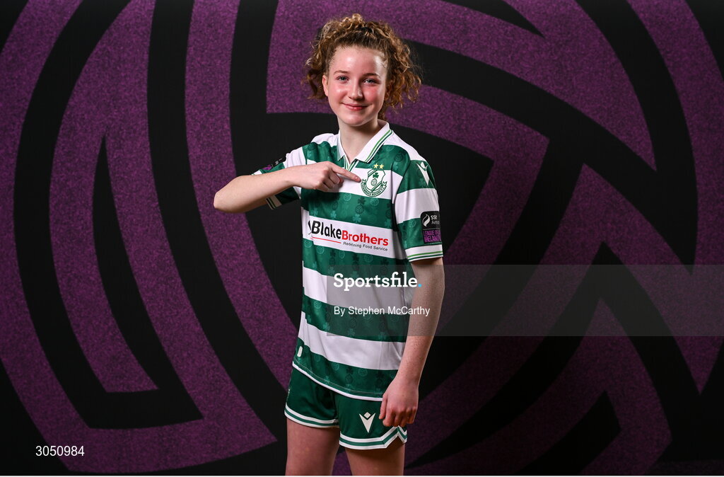 15 February 2025; Keelin Comiskey during a Shamrock Rovers squad portraits session at Tallaght Stadium in Dublin. Photo by Stephen McCarthy/Sportsfile