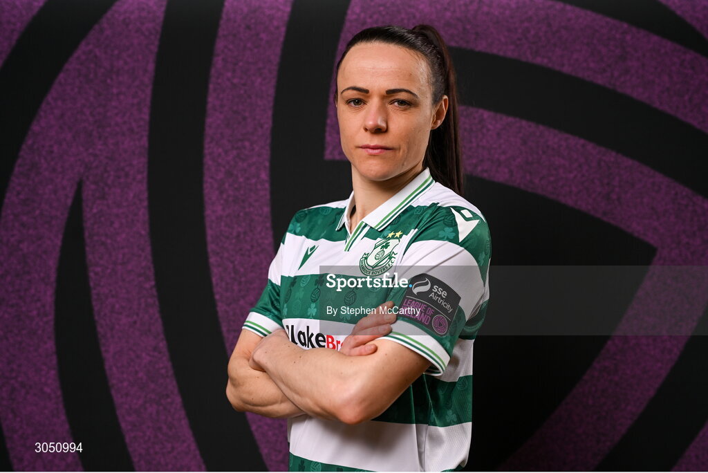 15 February 2025; Áine O'Gorman during a Shamrock Rovers squad portraits session at Tallaght Stadium in Dublin. Photo by Stephen McCarthy/Sportsfile