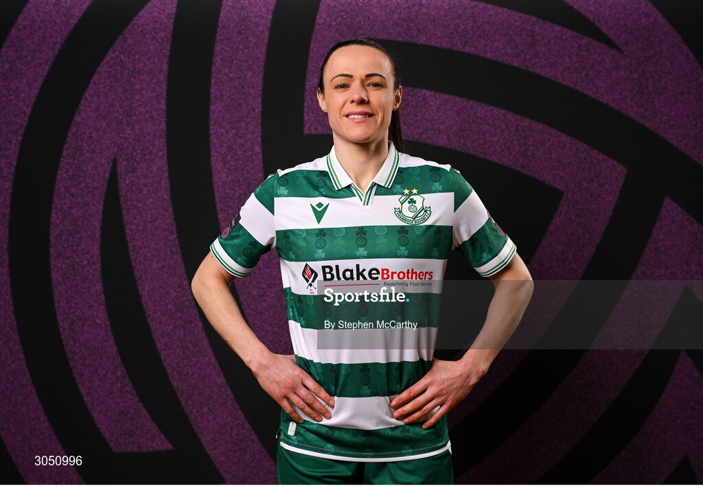 15 February 2025; Áine O'Gorman during a Shamrock Rovers squad portraits session at Tallaght Stadium in Dublin. Photo by Stephen McCarthy/Sportsfile
