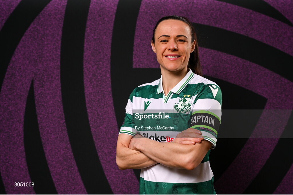 15 February 2025; Áine O'Gorman during a Shamrock Rovers squad portraits session at Tallaght Stadium in Dublin. Photo by Stephen McCarthy/Sportsfile