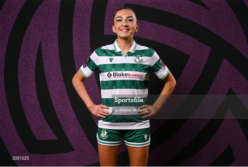 15 February 2025; Ella Kelly during a Shamrock Rovers squad portraits session at Tallaght Stadium in Dublin. Photo by Stephen McCarthy/Sportsfile
